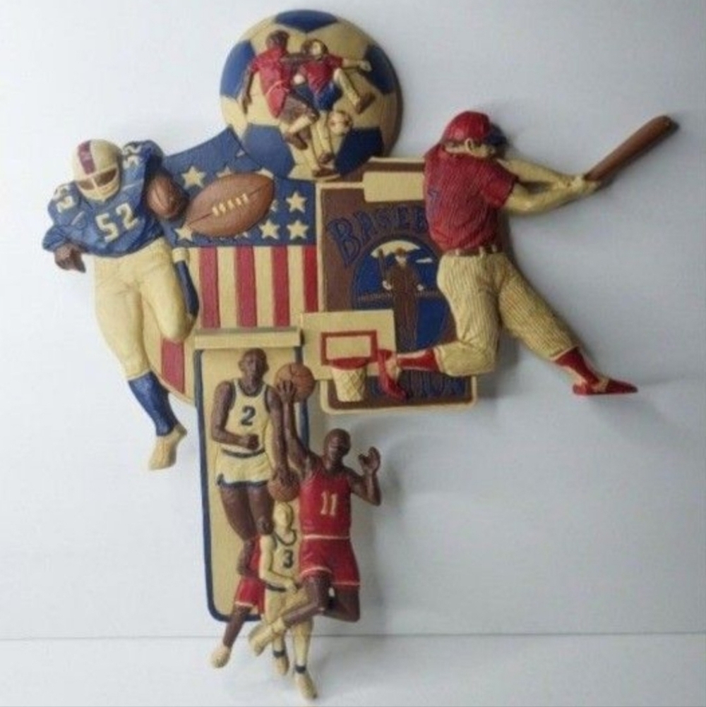 Homco 7628 Football Baseball Basketball Soccer Plastic Wall Hanging Sports Vntg.
